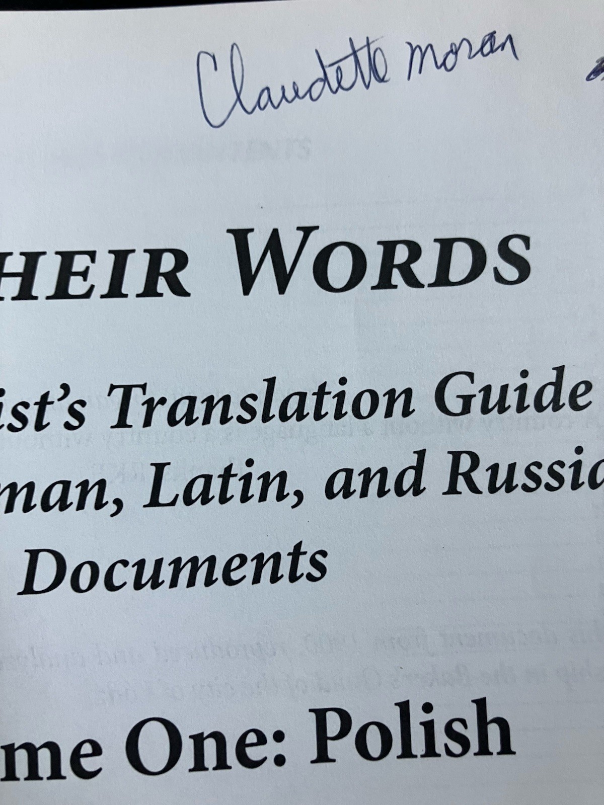 In Their Words: A Genealogist’s Translation Guide, Vol. 1: Polish