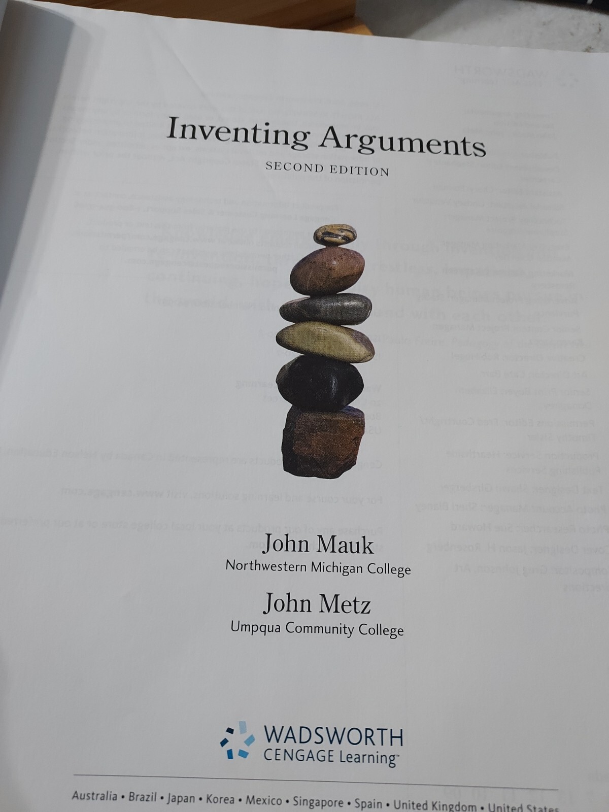 Inventing Arguments 2nd ed. 2009 MLA Update Metz & Mauk (2009, TPK) HA6