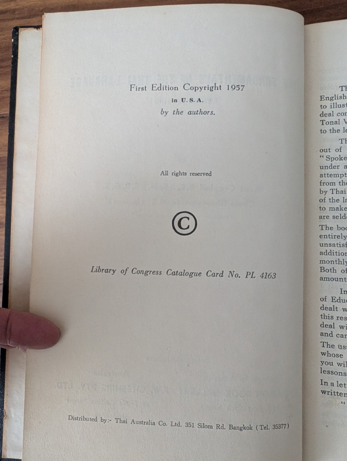 The Fundamentals of the Thai Language 3rd Ed 1964 Hardcover