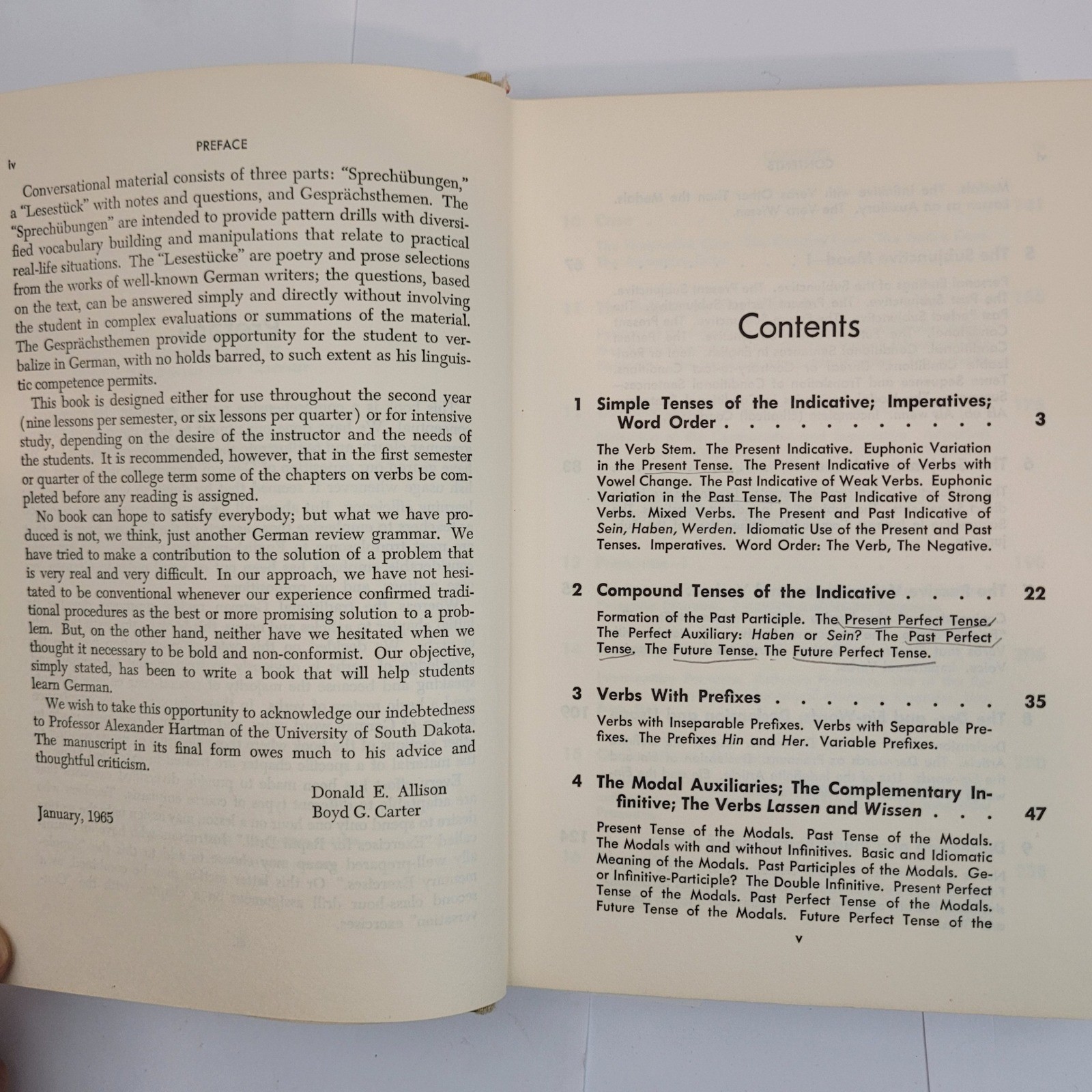 Ronald Press German Review Grammar 65-11506 Vintage 1965 Hardcover Textbook