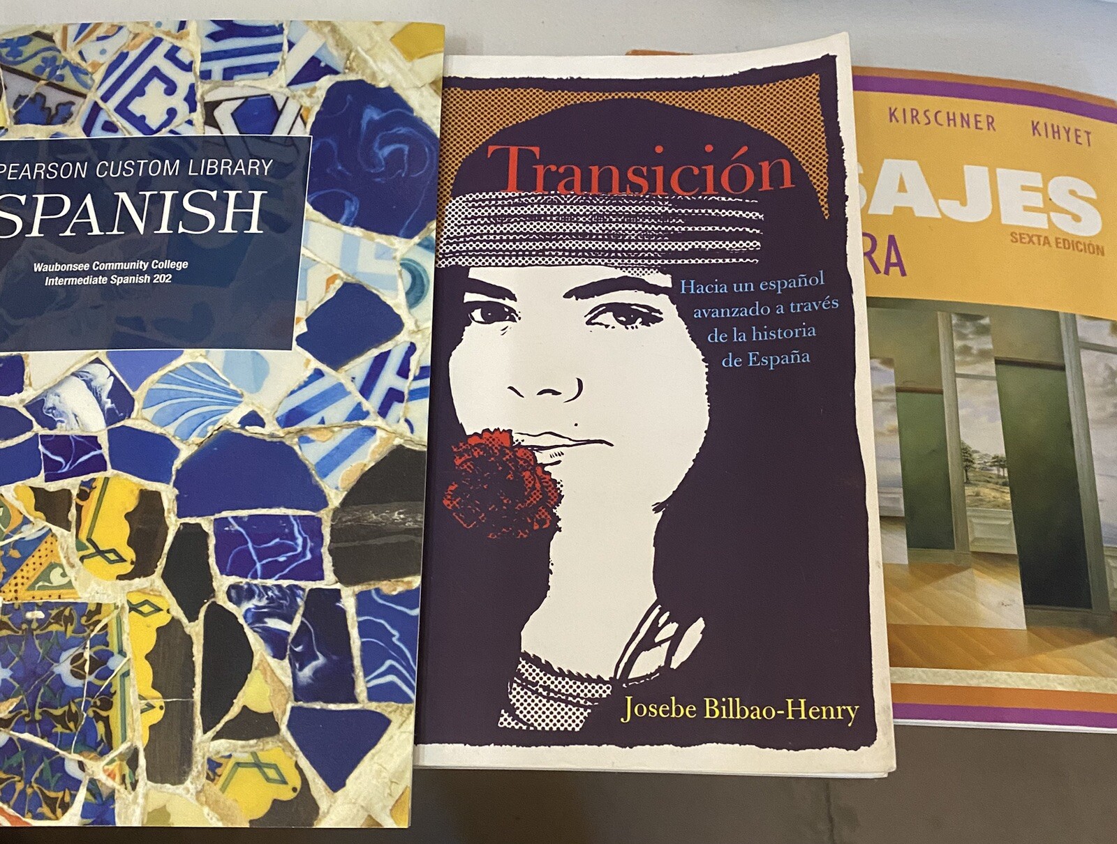 Spanish College Texts-TRANSICION WITH DVD (unused), Pearson’s Spanish, & Pasajes
