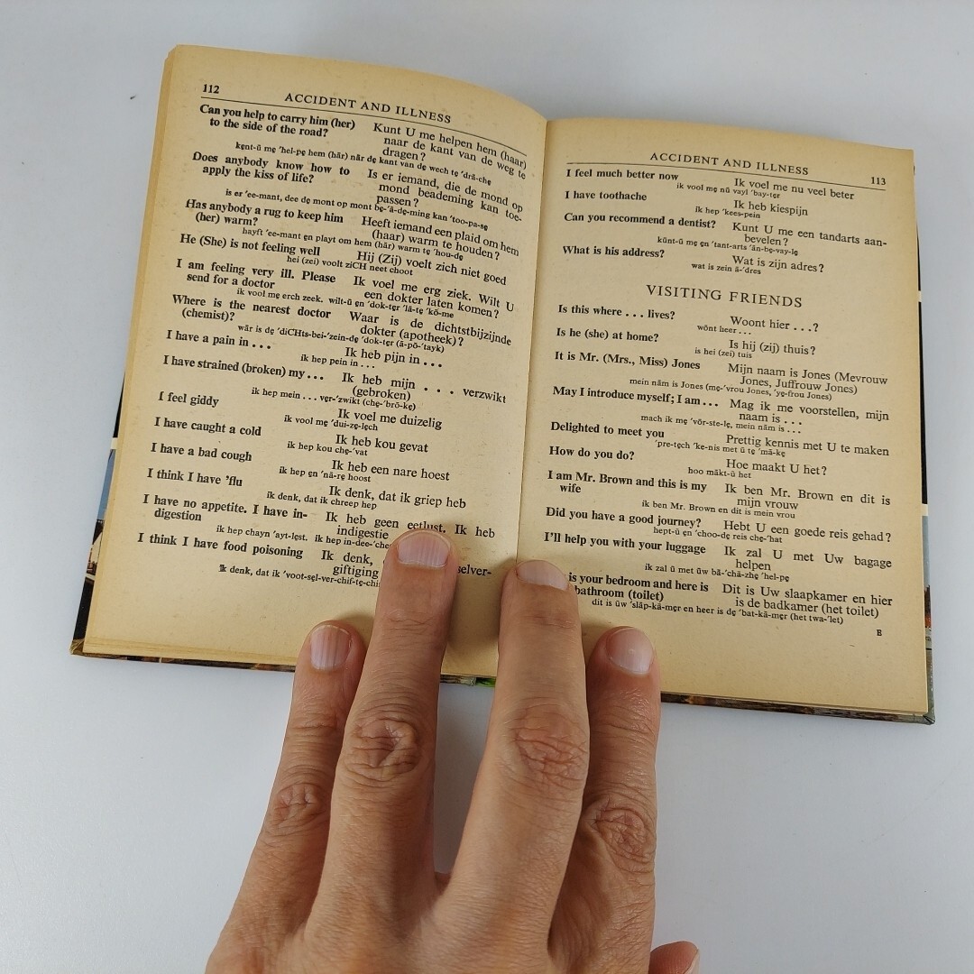 Vintage 1973 Collins Dutch Phrase Book Hardcover