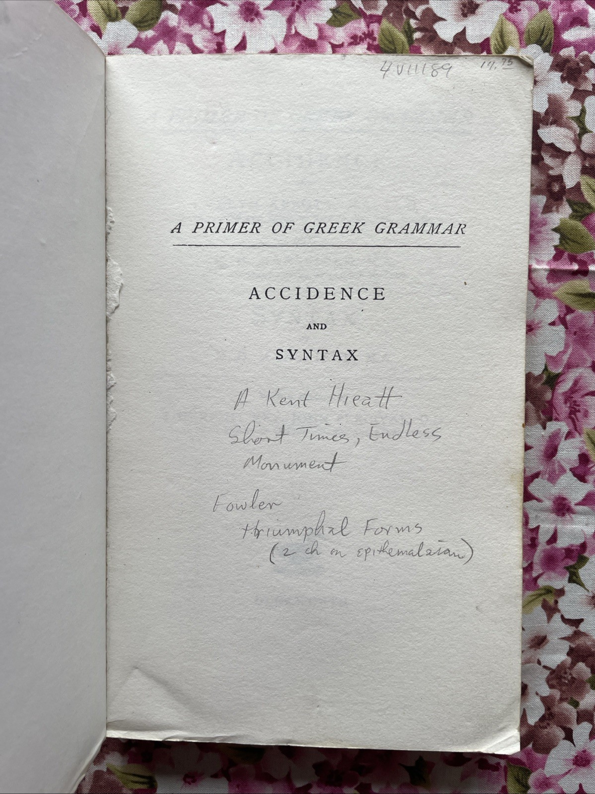 A Primer of Greek Grammar by Abbott & Mansfield (1987 Duckworth London UK PB)