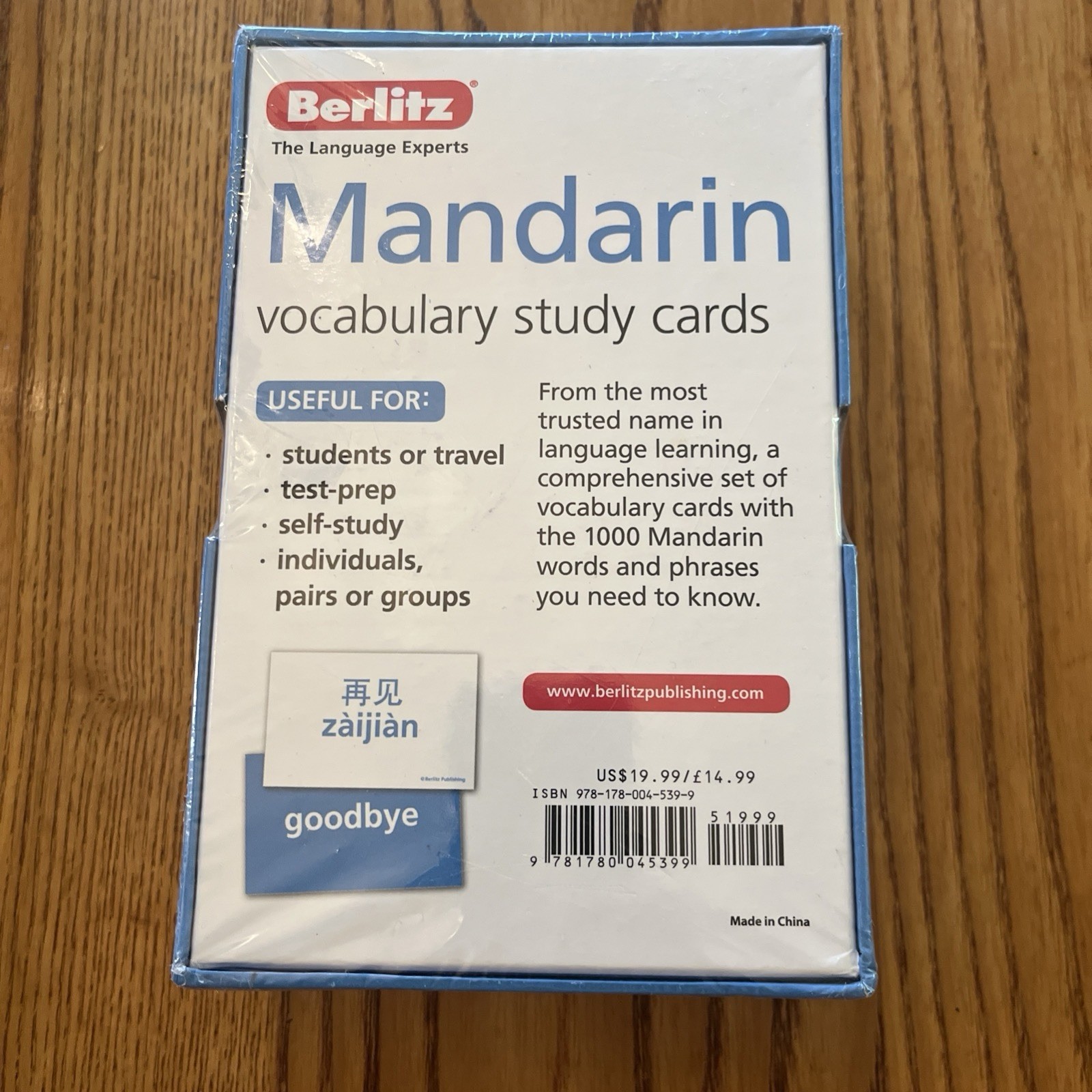 Berlitz Vocabulary Study Cards Mandarin (Language Flash Cards) by Berlitz 1000