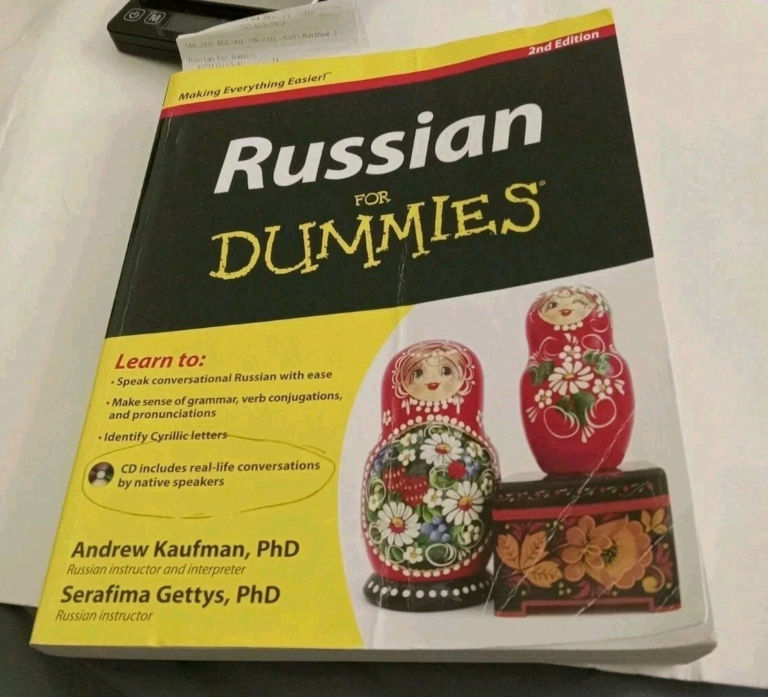 Wiley Russian For Dummies Language 2nd Ed. Paperback Andrew Kaufman PhD+Dvd….