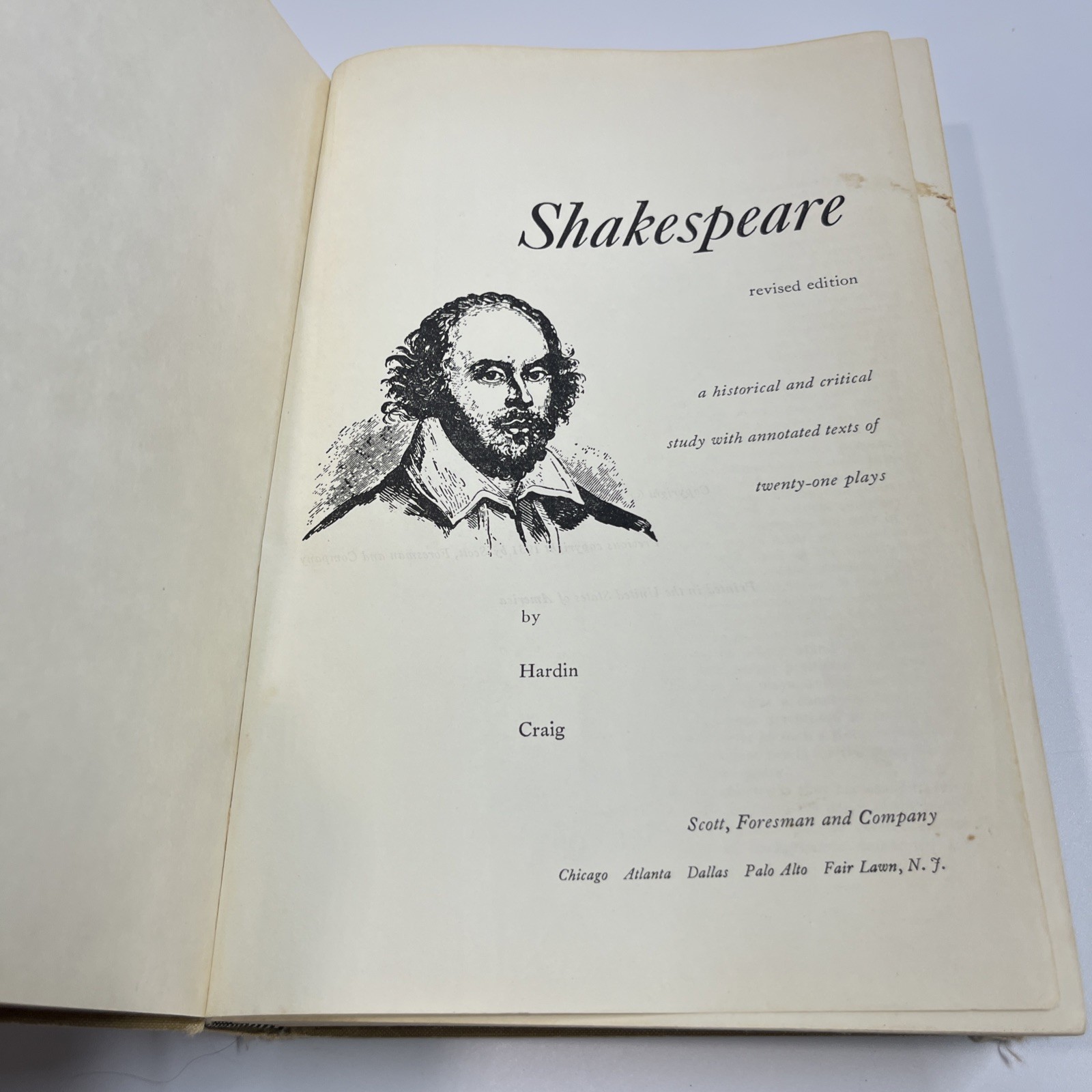 Shakespeare Hardcover 1958 Hardin Craig Good Condition See Pictures