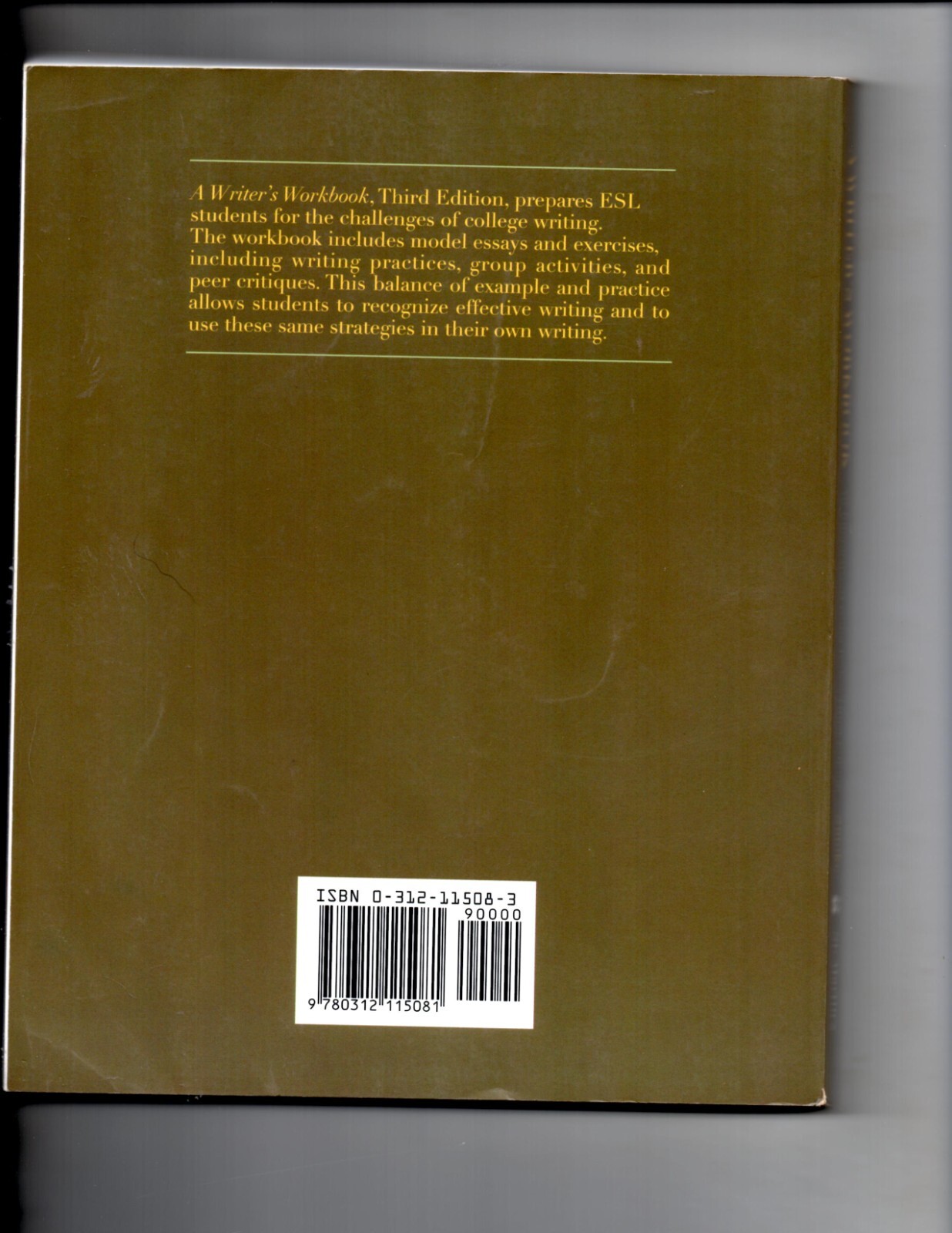 A Writer’s Workbook : An Interactive Writing Text for ESL Students (1996, Trade)