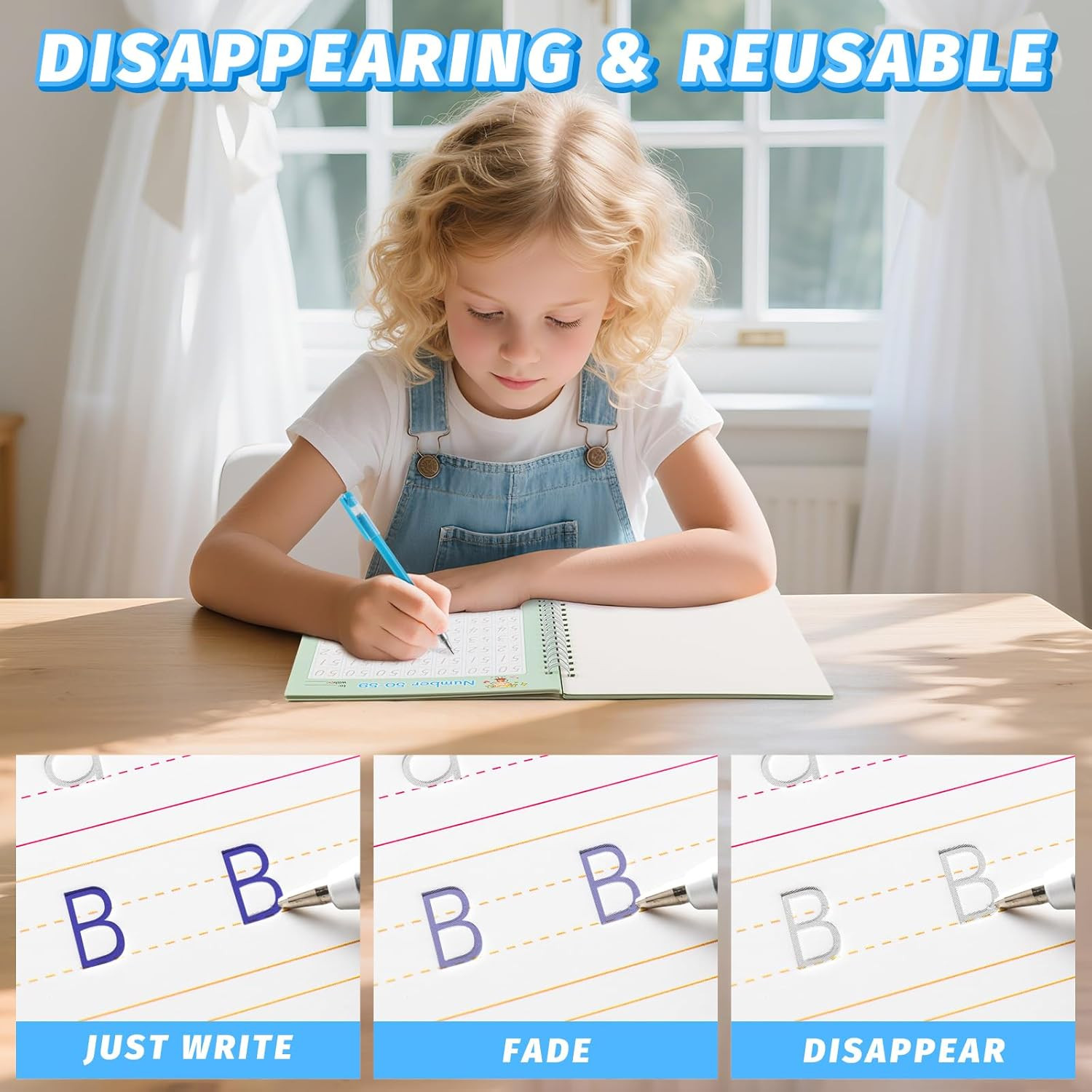 Grooved Magic Practice Copybook, Reusable Writing Practice Book, for Preschool K