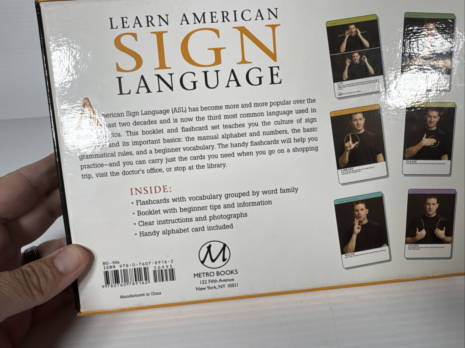 Learn American Sign Language by Arlene Rice Flash Cards Large 4.75″ x 7″