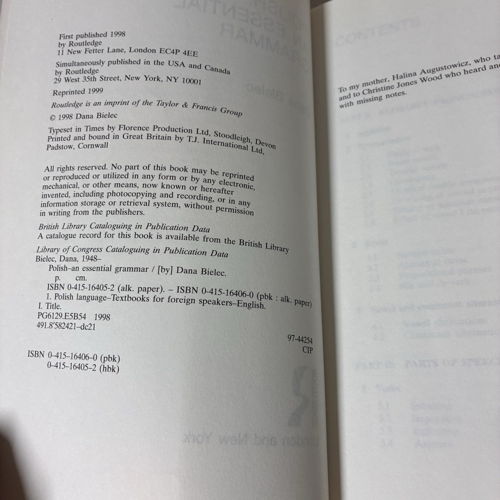 Routledge Polish Essential Grammar Dana Bielec PB Language Study Guide 1998