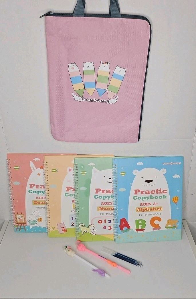 Learn-Journey 4 Practice Copybook Reusable Writing Practice Books Bag Pens Kit