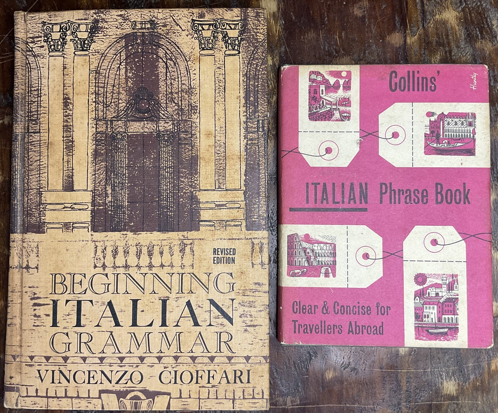 1960s Beginning Italian Grammar & Italian Phrase Book-Travel Companions-Lot of 2