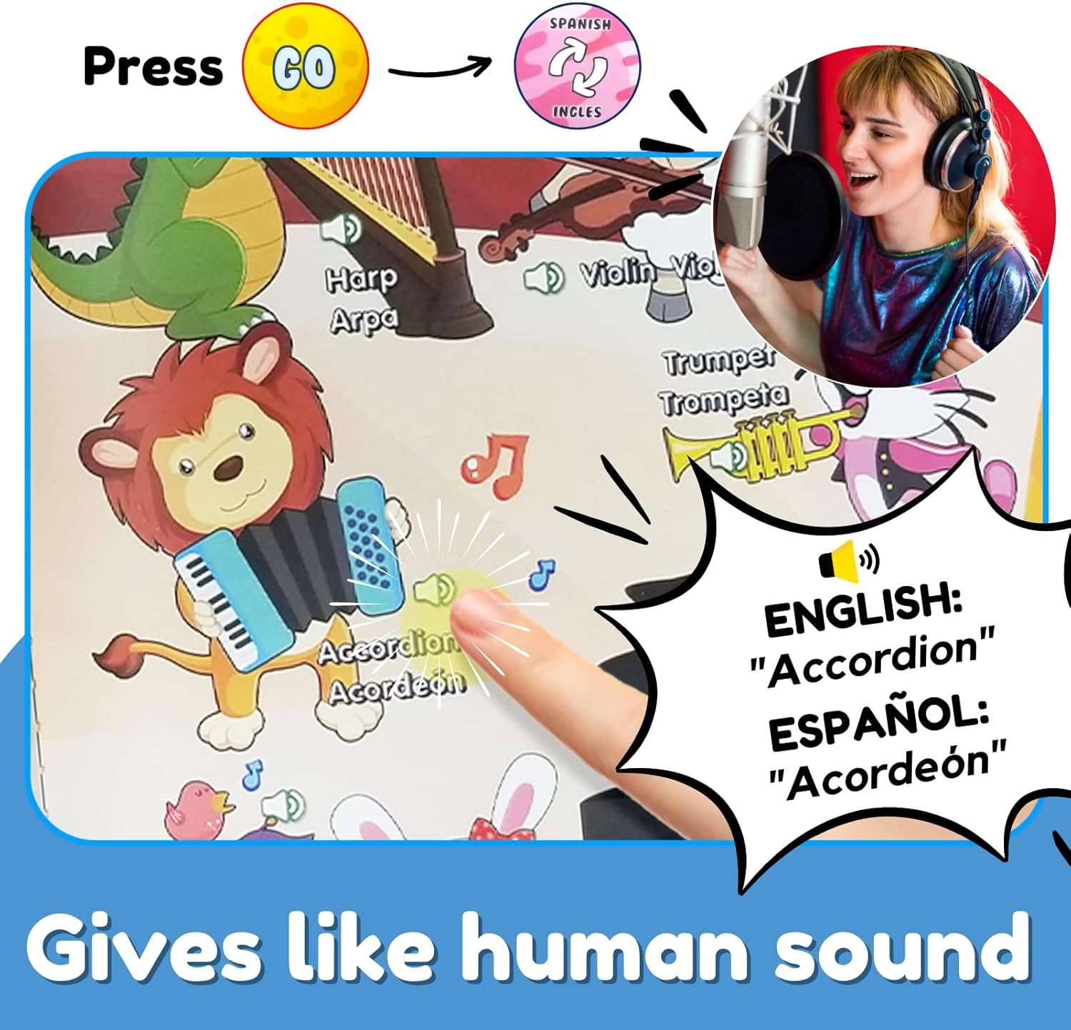 Spanish English Talking Learning Book for Kids 3+ Years Old, 420 Words Education