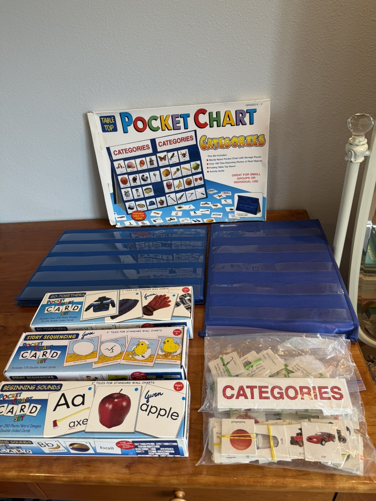 Large complete boxed sets of Pocket Chart language learning activities excellent
