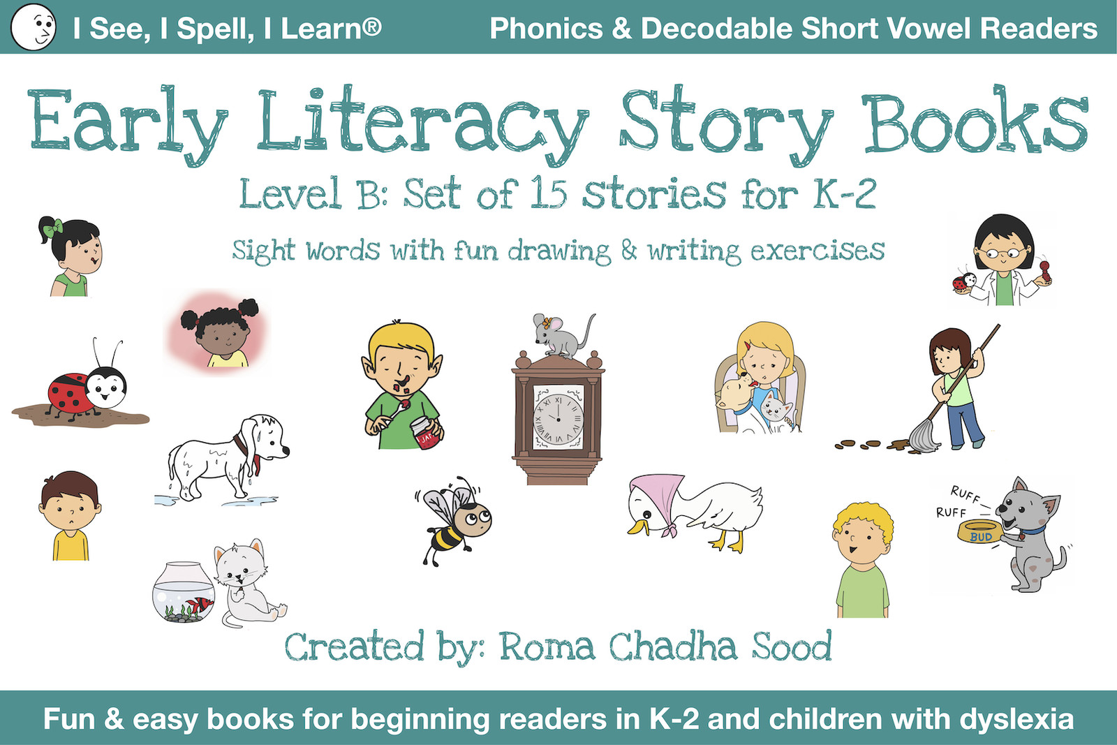 Phonics, Sight Words, Short Vowel, Decodable Storybooks – Levels A, B & C