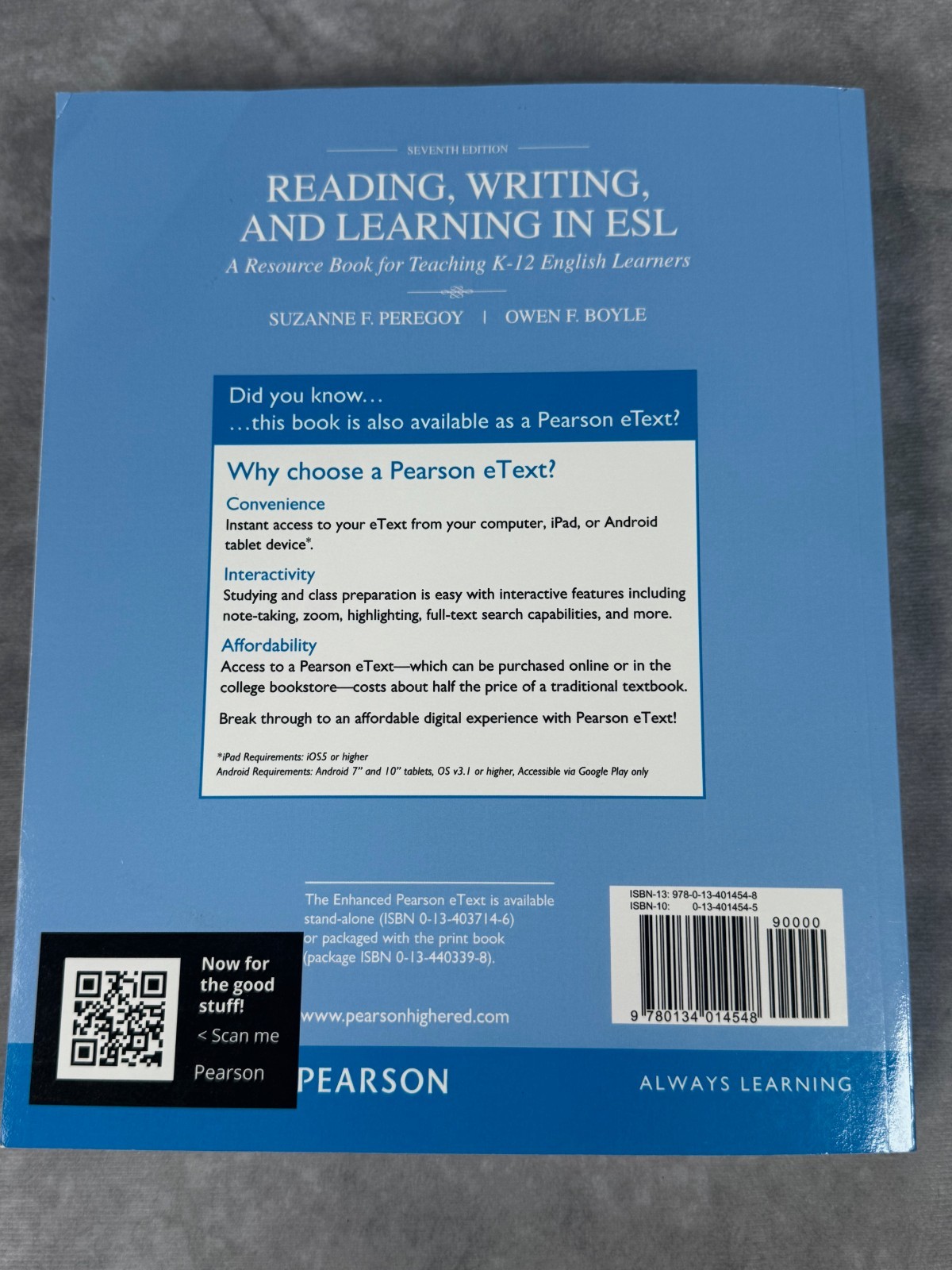 Reading Writing and Learning in ESL 7th Ed Peregoy Boyle Paperback Pearson
