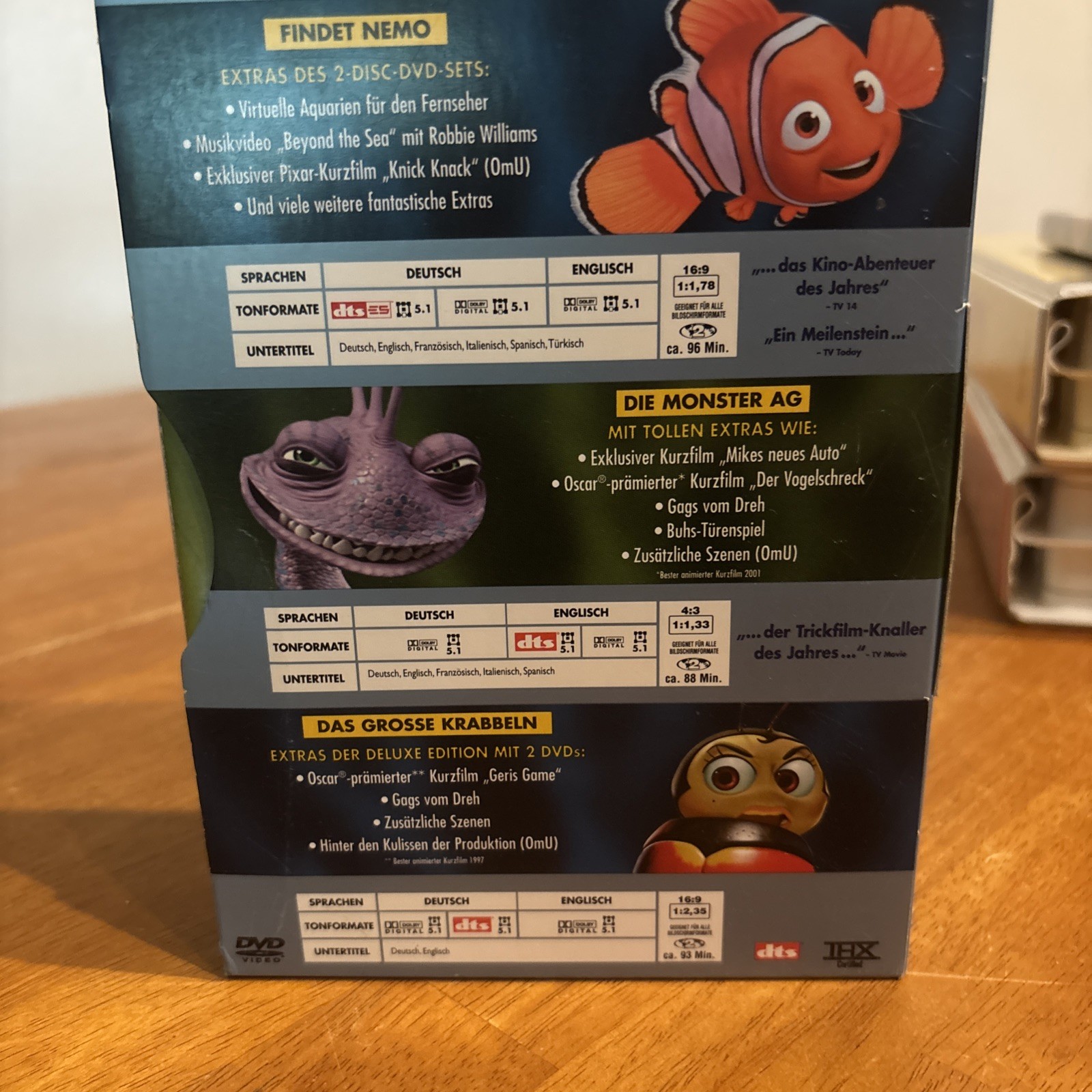 Learn German Bundle Muzzy/Findet Nemo Monsters Inc/3DVDs/books/Small DVD Player