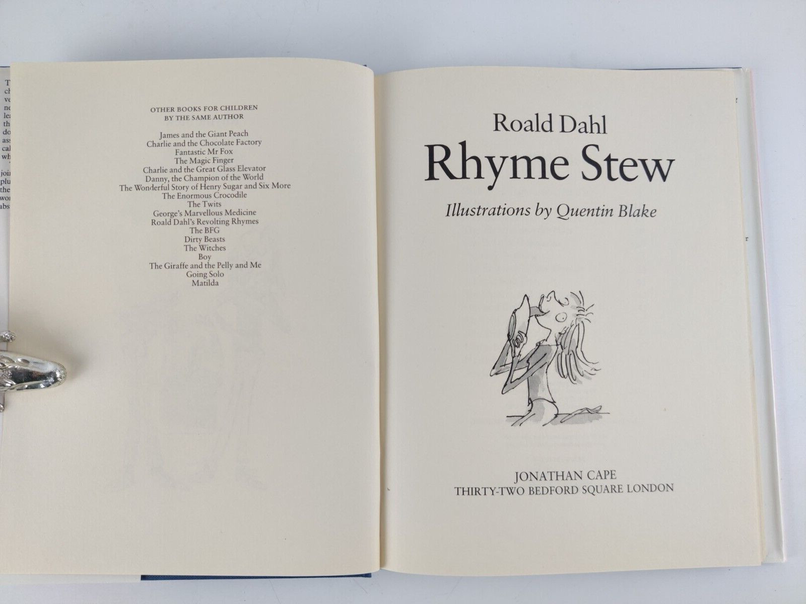 Rhyme Stew 1st Edition 4th Print 1989 Roald Dahl Quentin Blake Hardcover Book