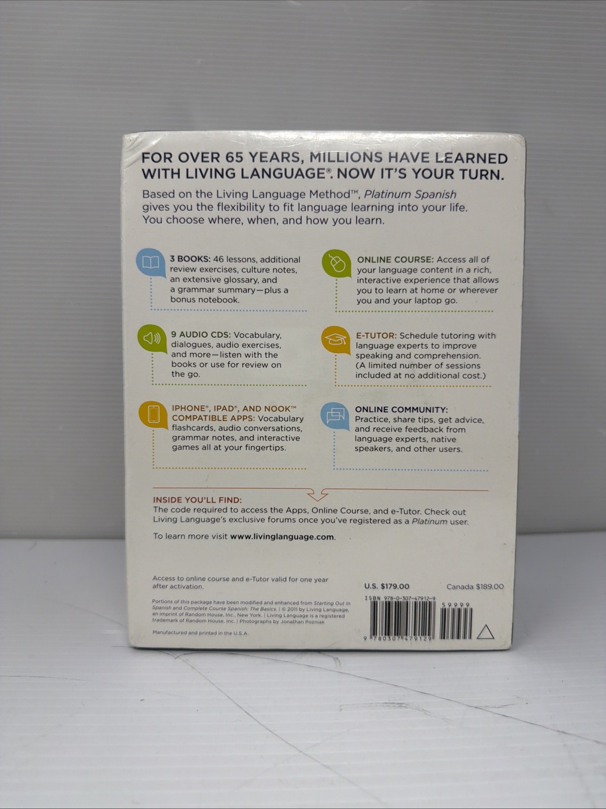 Living Language Spanish, Platinum Edition 3 Books, 9 Audio CDs, Online Course