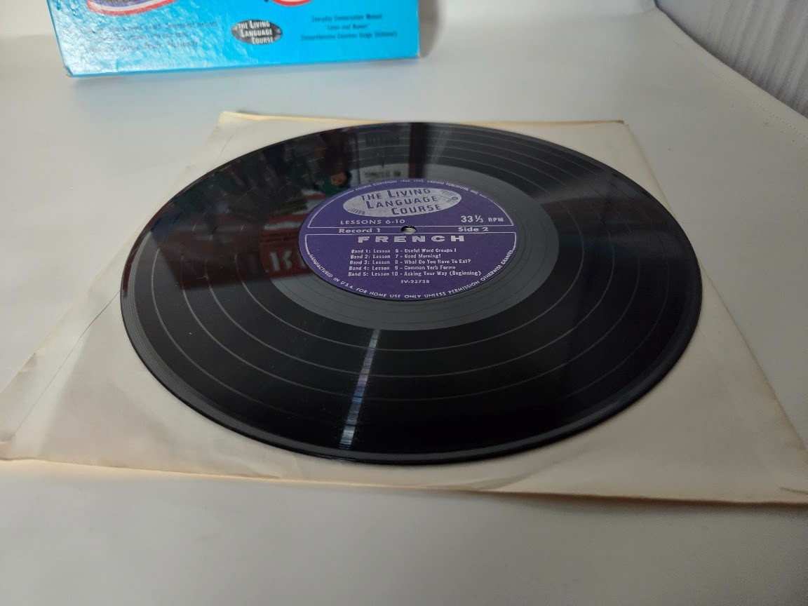 Living French Language Course Box Set with Manual and 33 RPM Records Vintage
