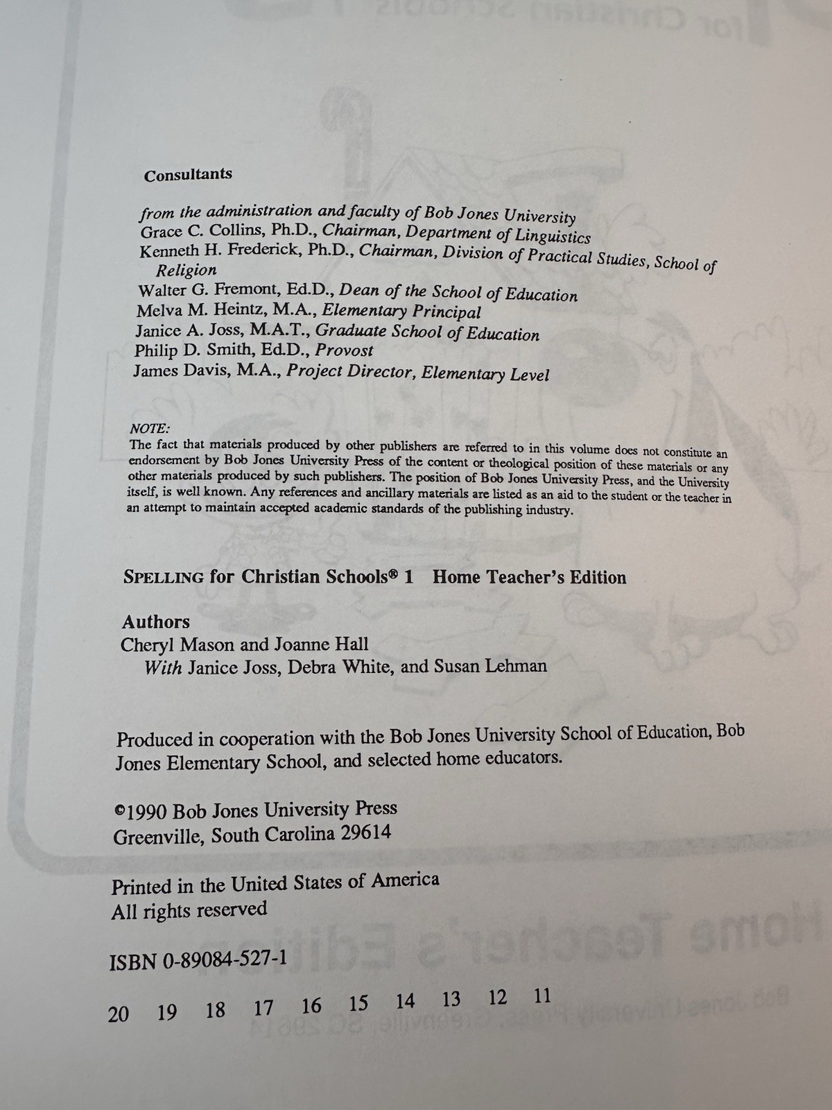 Bob Jones Spelling Workbook & Teachers Edition 1st grade