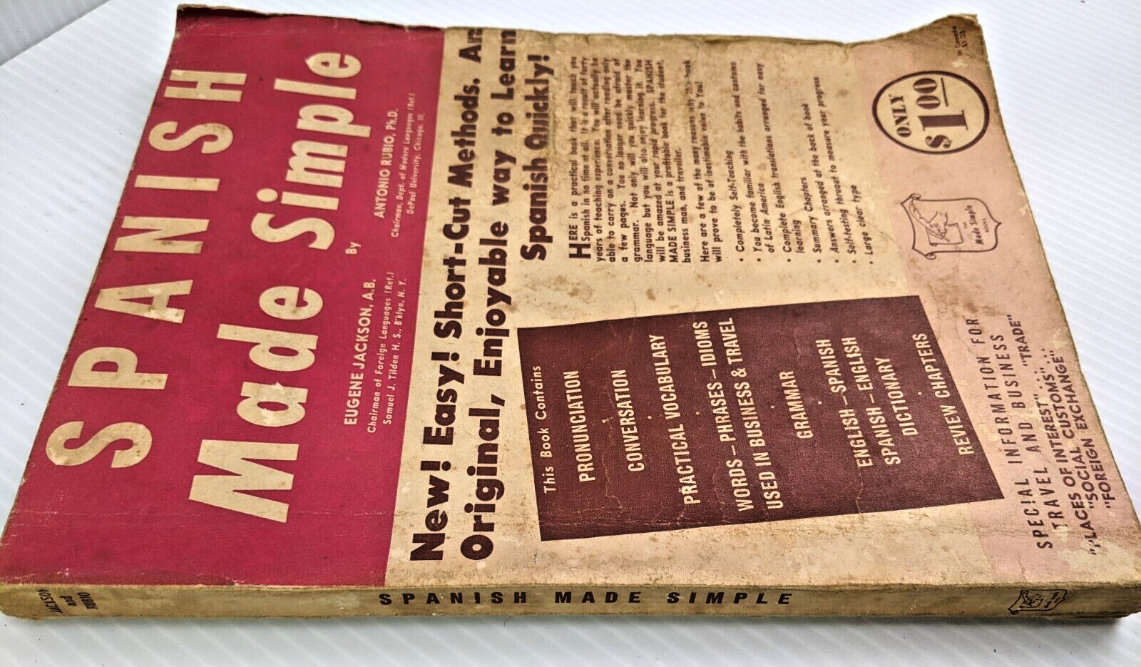 SPANISH Made Simple by Eugene Jackson 1958 Vintage Edition