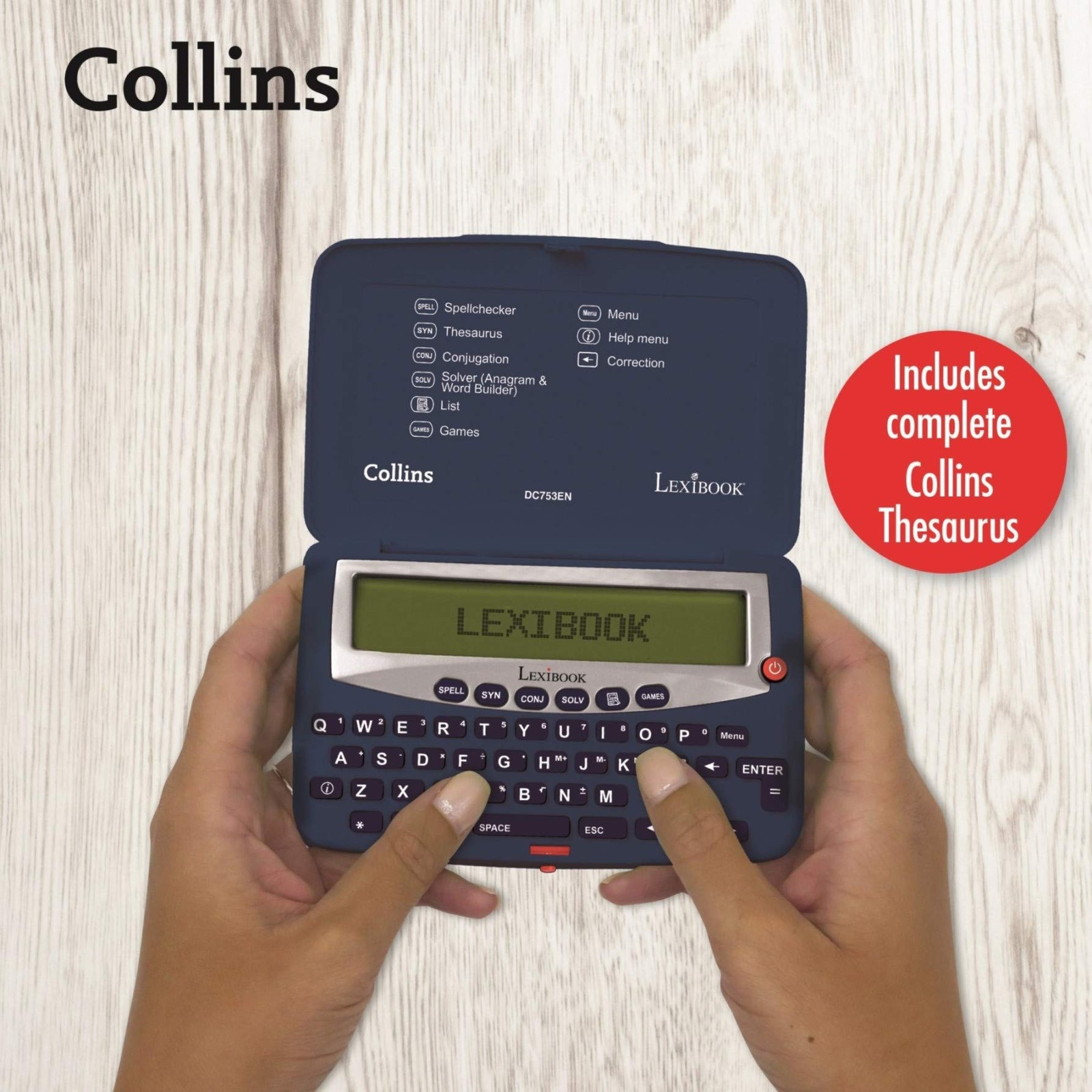 – Collins Electronic Pocket Spellchecker with Battery, Blue/White, DC753EN