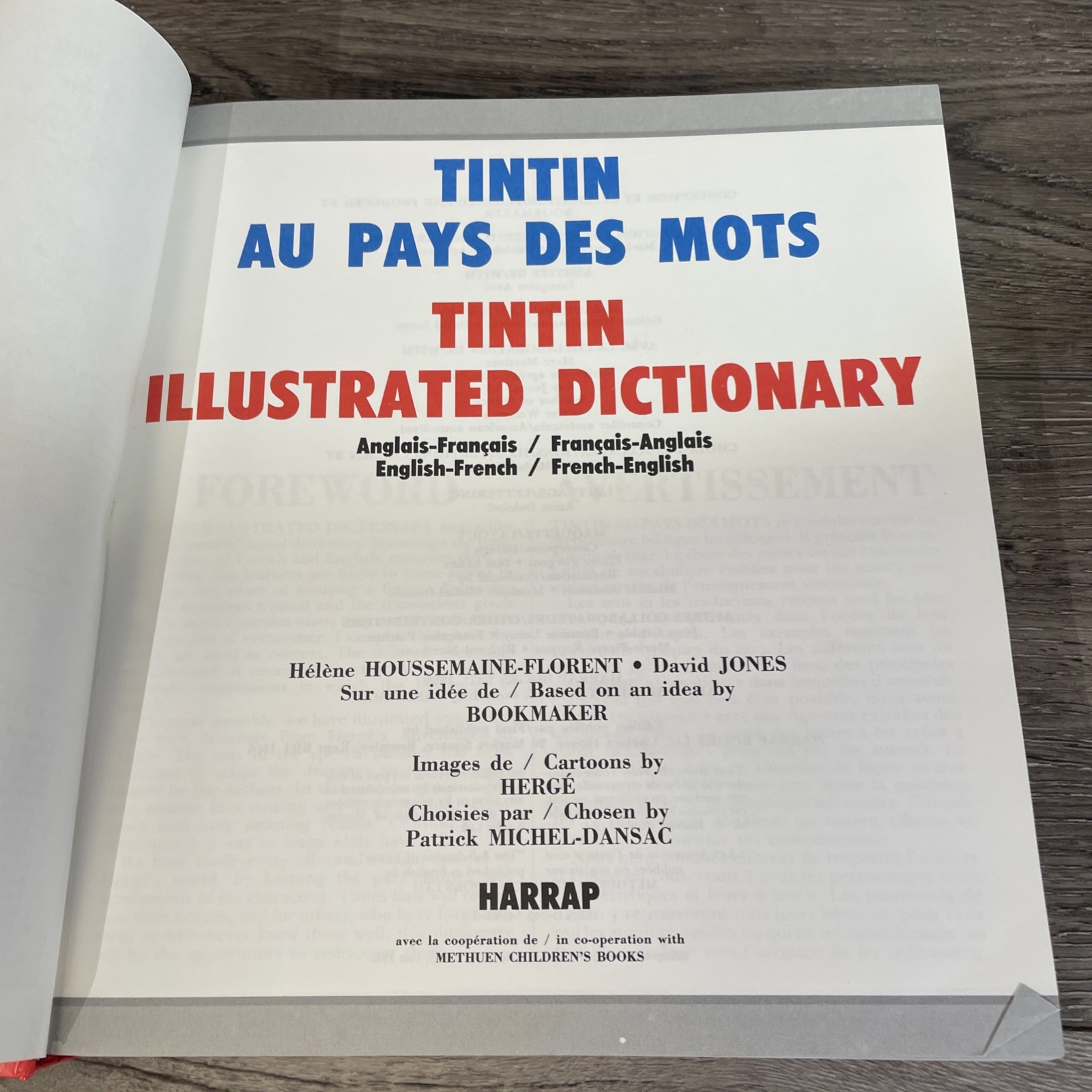 Tintin Illustrated Dictionary Eng French French English Harrap Hardcover 1990