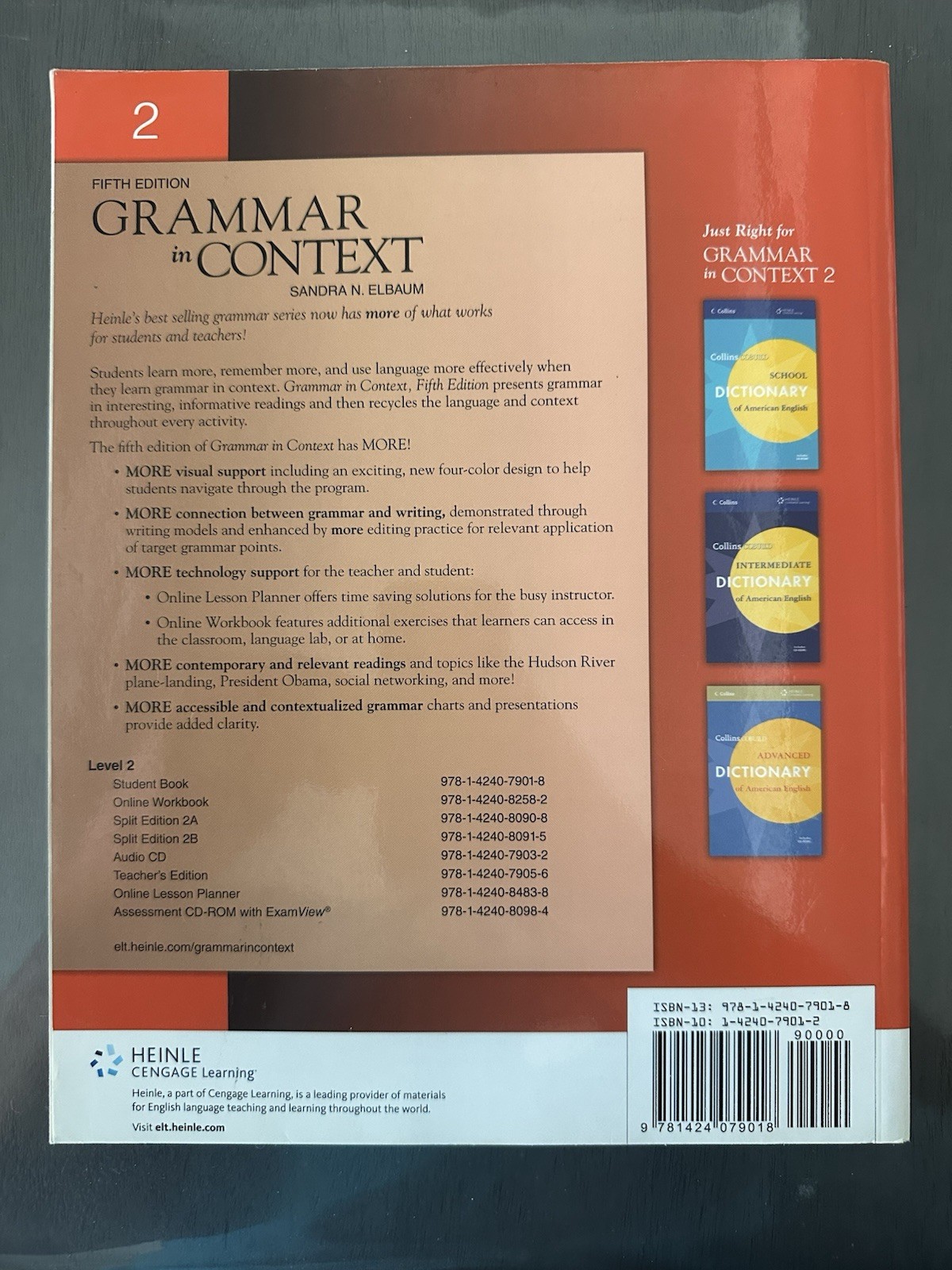 Grammar in Context 2 5th Ed by Sandra N. Elbaum Paperback 2009 Level 2