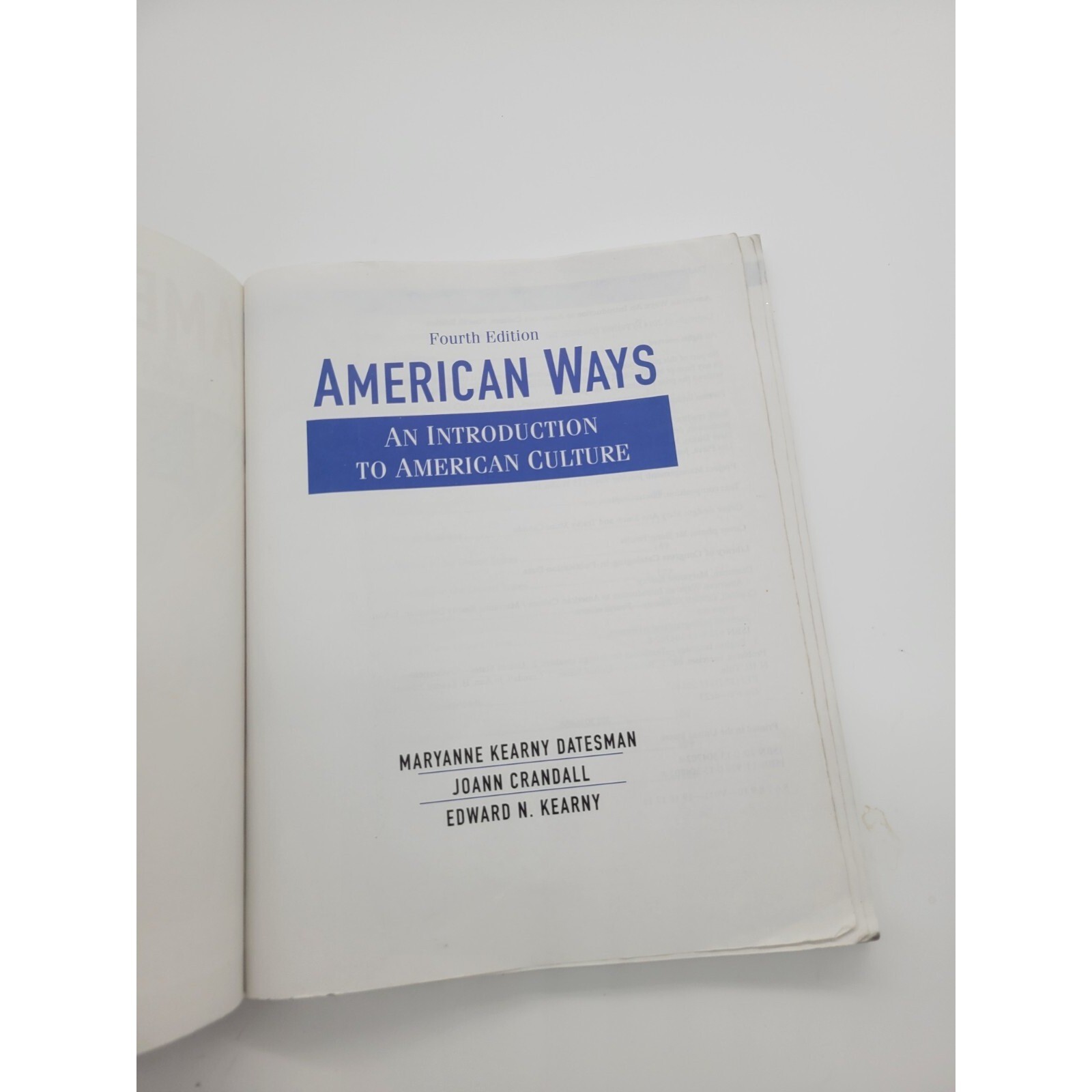 Pearson American Ways Introduction to American Culture Textbook 4th Ed Paperback