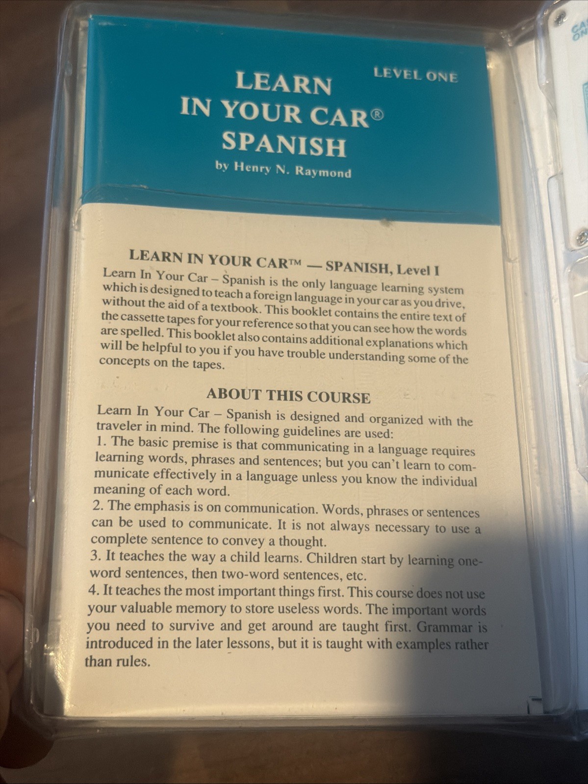 Learn In Your Car Spanish Level One by Henry N. Raymond Cassette Box Set
