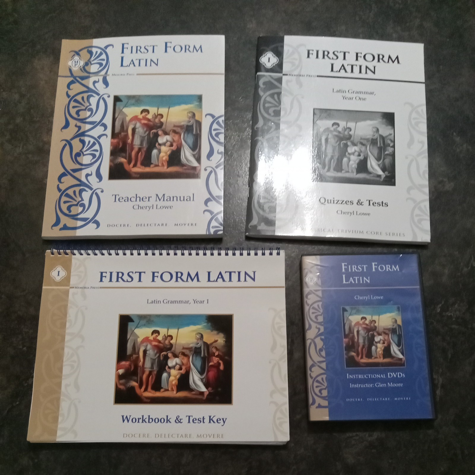 Memoria Press First Form Latin Set,TM, Wb & Test Key, Quizzes&Tests, DVDs