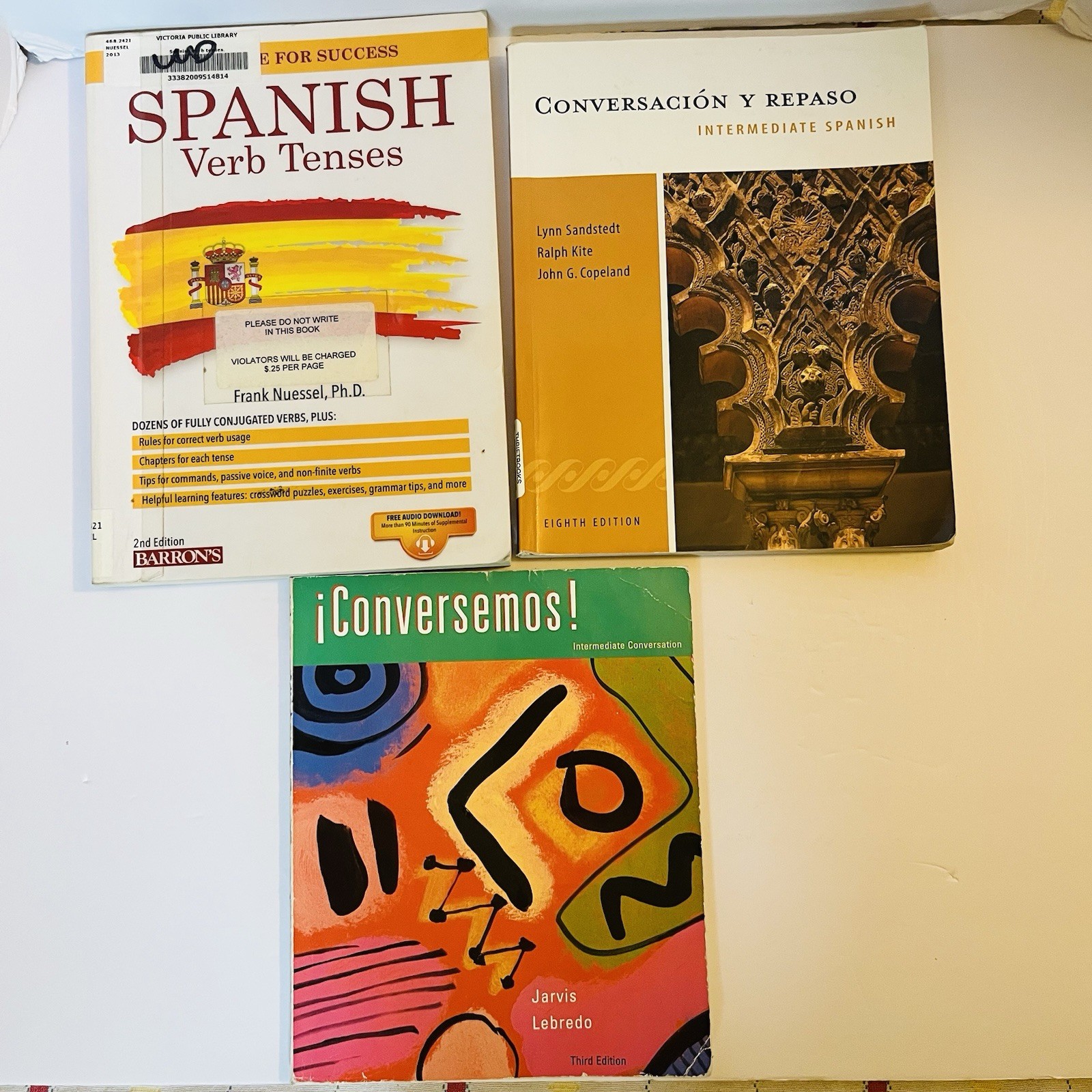 Lot 3 Intermediate Spanish Grammar Learning Books Conversacion Repaso CD Barron