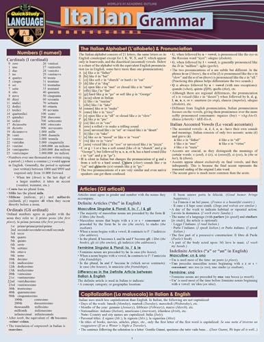Italian Grammar: A Quickstudy – VERY GOOD