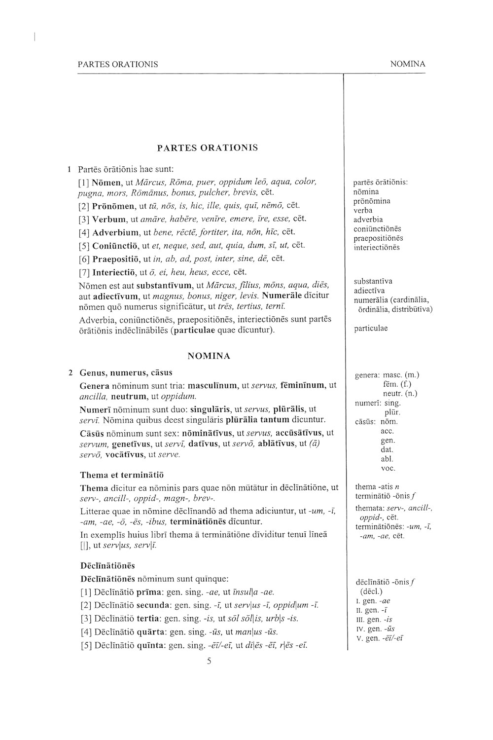 Lingua Latina per Se Illustrata. Pars I: Familia Romana, Grammatica Latina