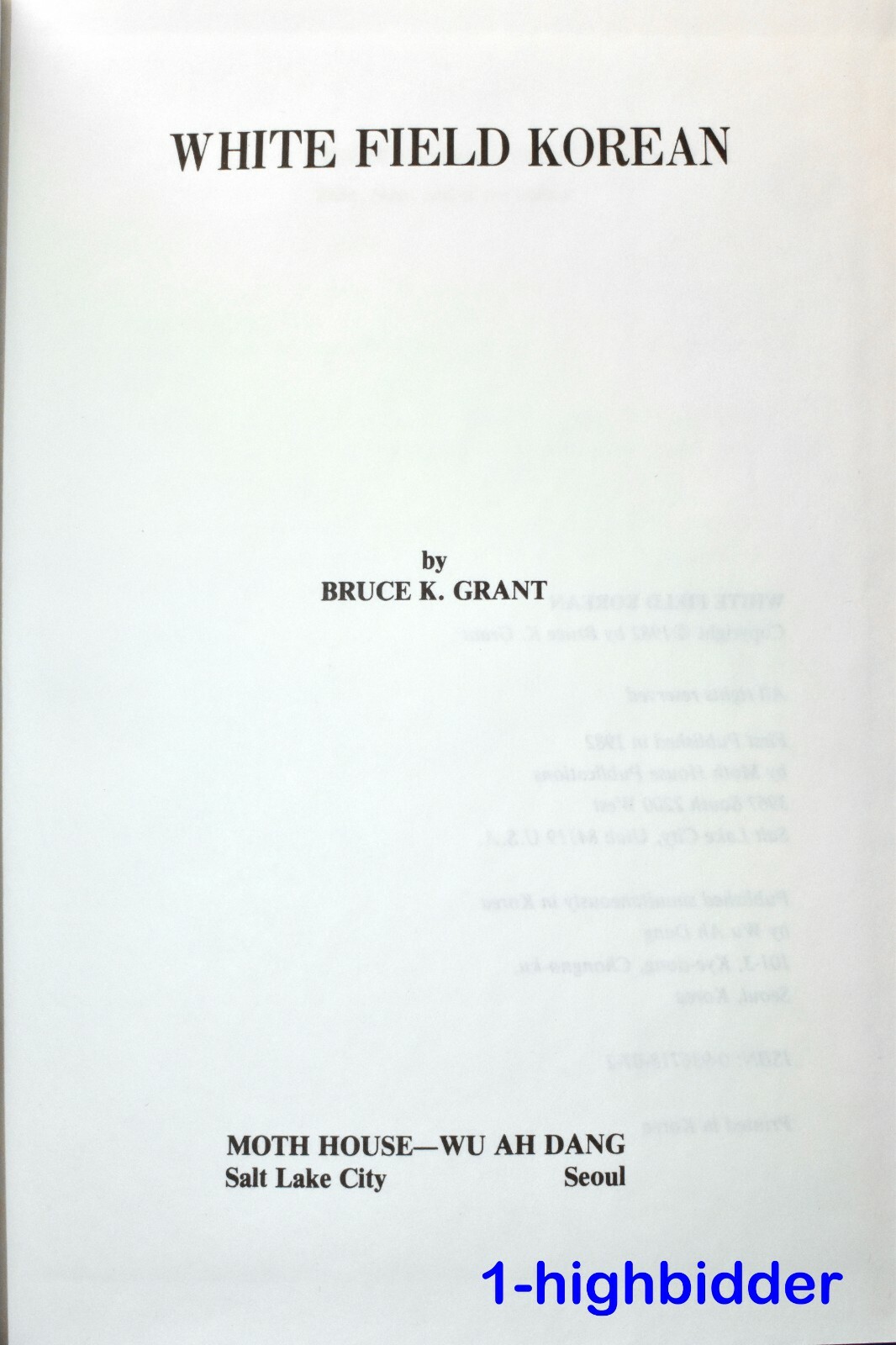 NEW! White Field Korean Bruce K Grant Moth House SLC, Utah Missionary LDS Mormon