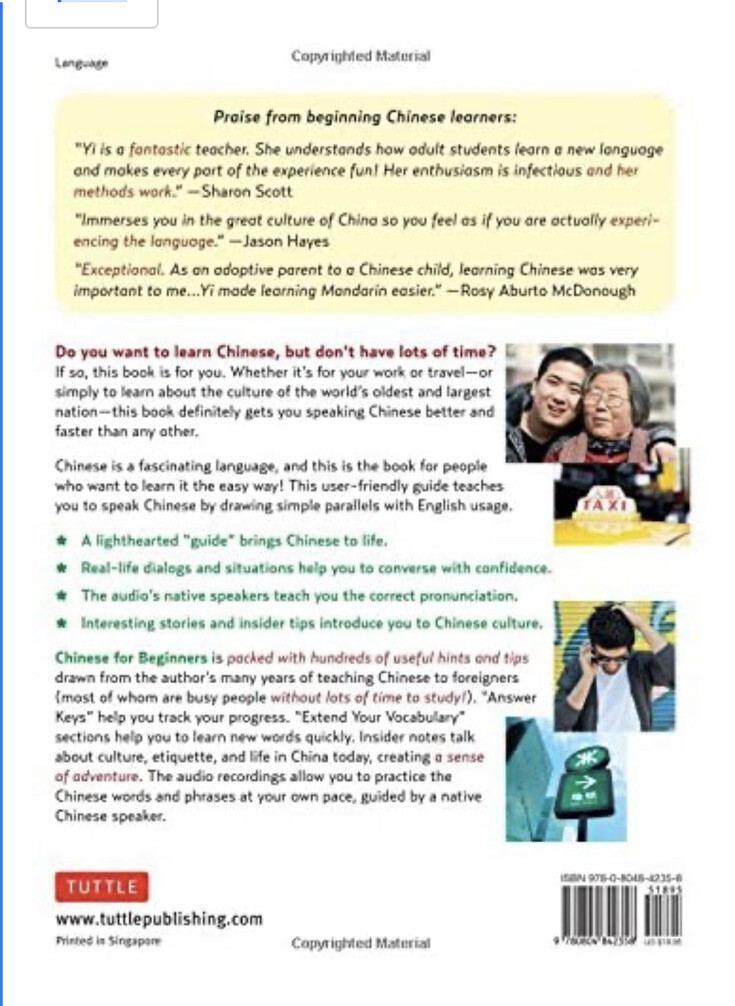 TUTTLE | Chinese for Beginners | Yi ren & Xiayuan Liang (with CD) FREE SHIPPING