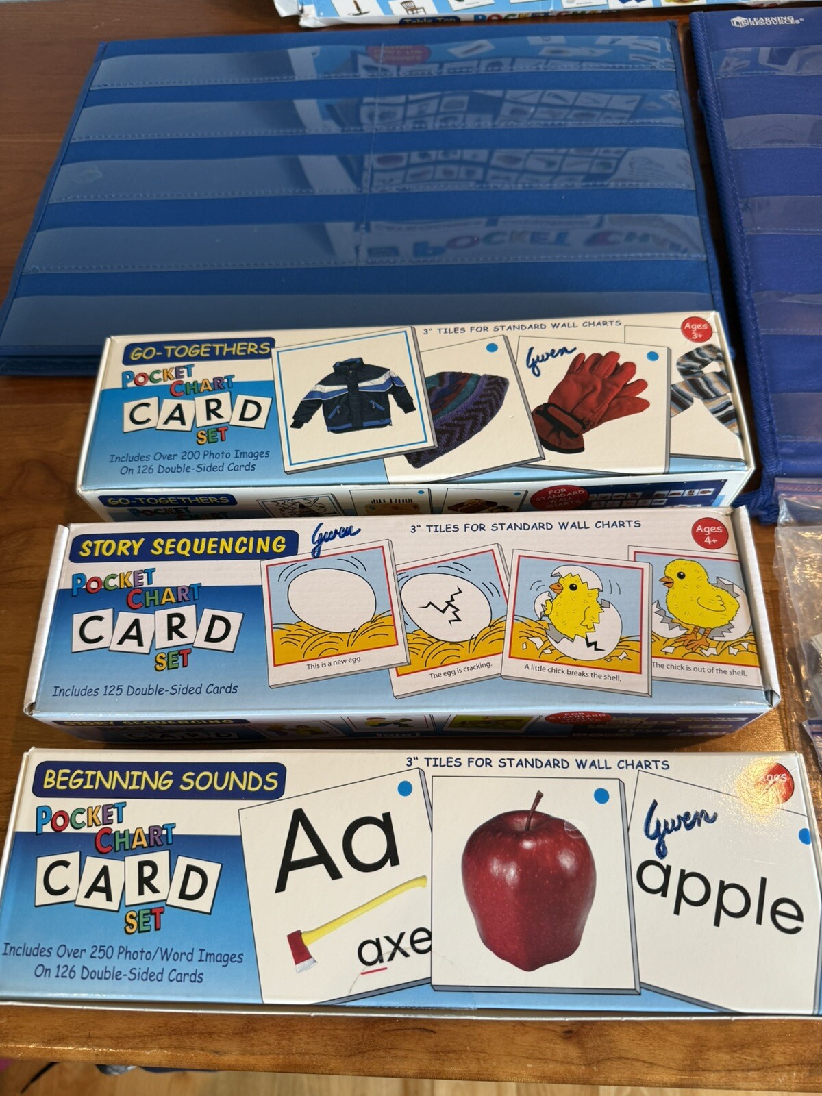 Large complete boxed sets of Pocket Chart language learning activities excellent