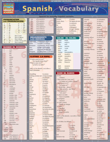 Spanish Vocabulary (Quickstudy: Academic) – Pamphlet – VERY GOOD