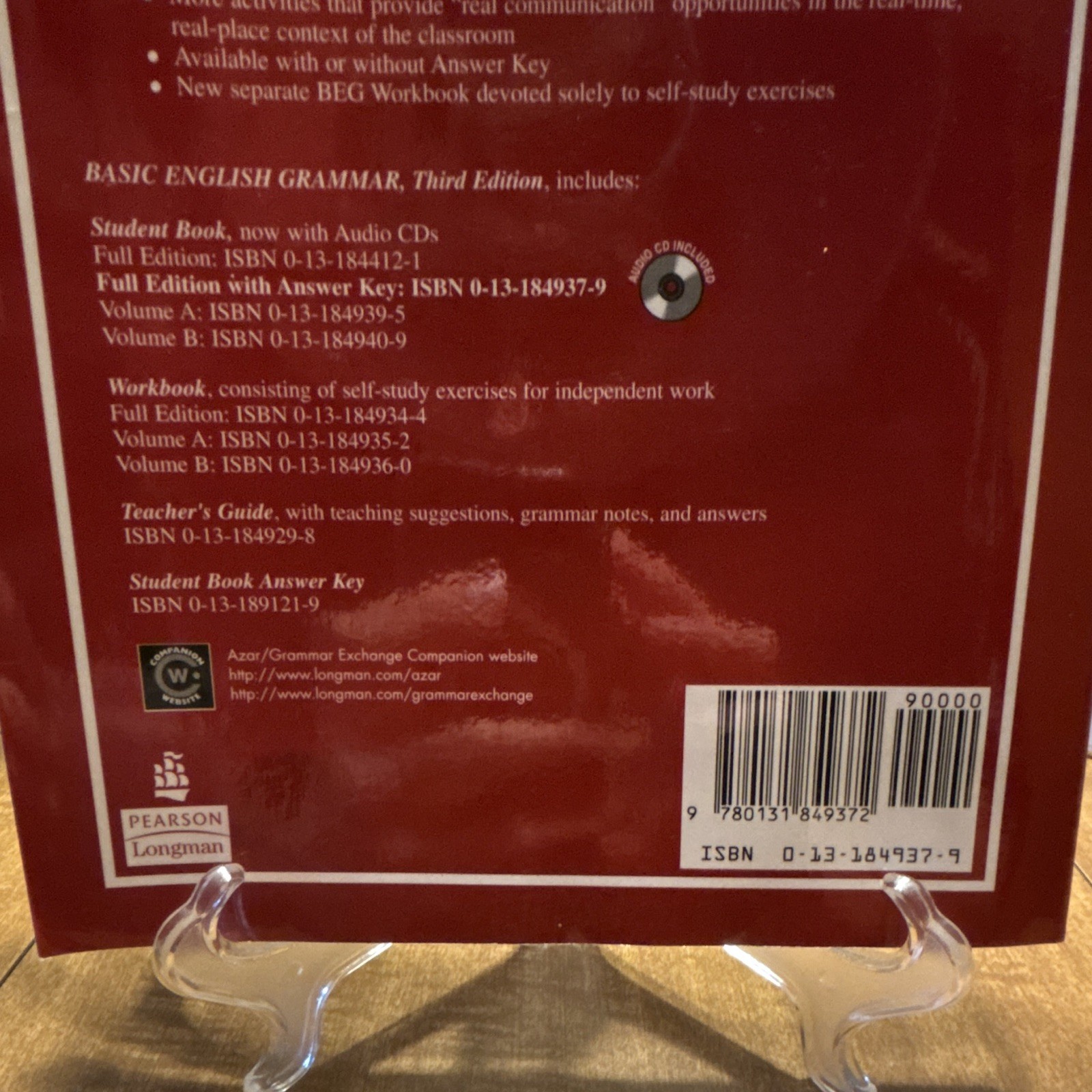 Basic English Grammar w/ Answer Key 3rd Edition Book w/ Audio CD Azar Hagen