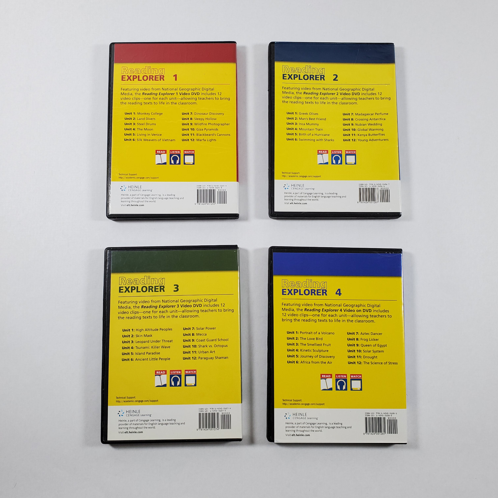 Lot of 4 Reading Explorer Video on DVD Explorer 1-4 Heinle Cengage Homeschooling