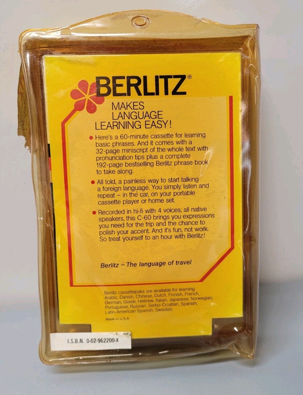 Vintage Berlitz German For Travellers Travelers 96203 Cassettepak Cassette