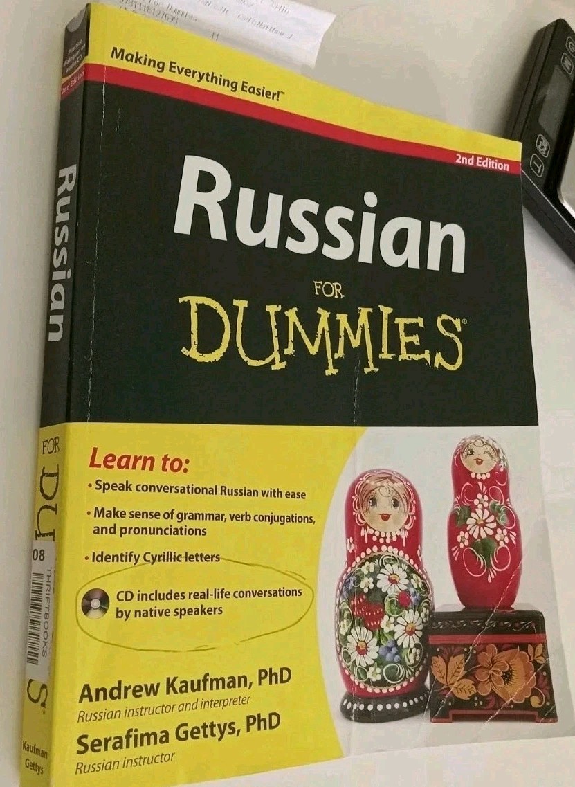 Wiley Russian For Dummies Language 2nd Ed. Paperback Andrew Kaufman PhD+Dvd….