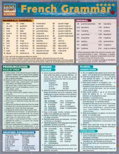 French Grammar (Quickstudy: Academic) – Pamphlet By BarCharts, Inc. – GOOD