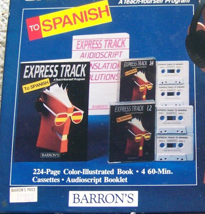 NEW Barrons Express Track to Spanish Teach Yourself Program Cassettes Book