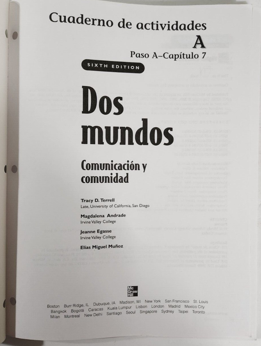 Dos Mundos Part A 6th Edition & Spanish Middle/High School Lot of 2 PB