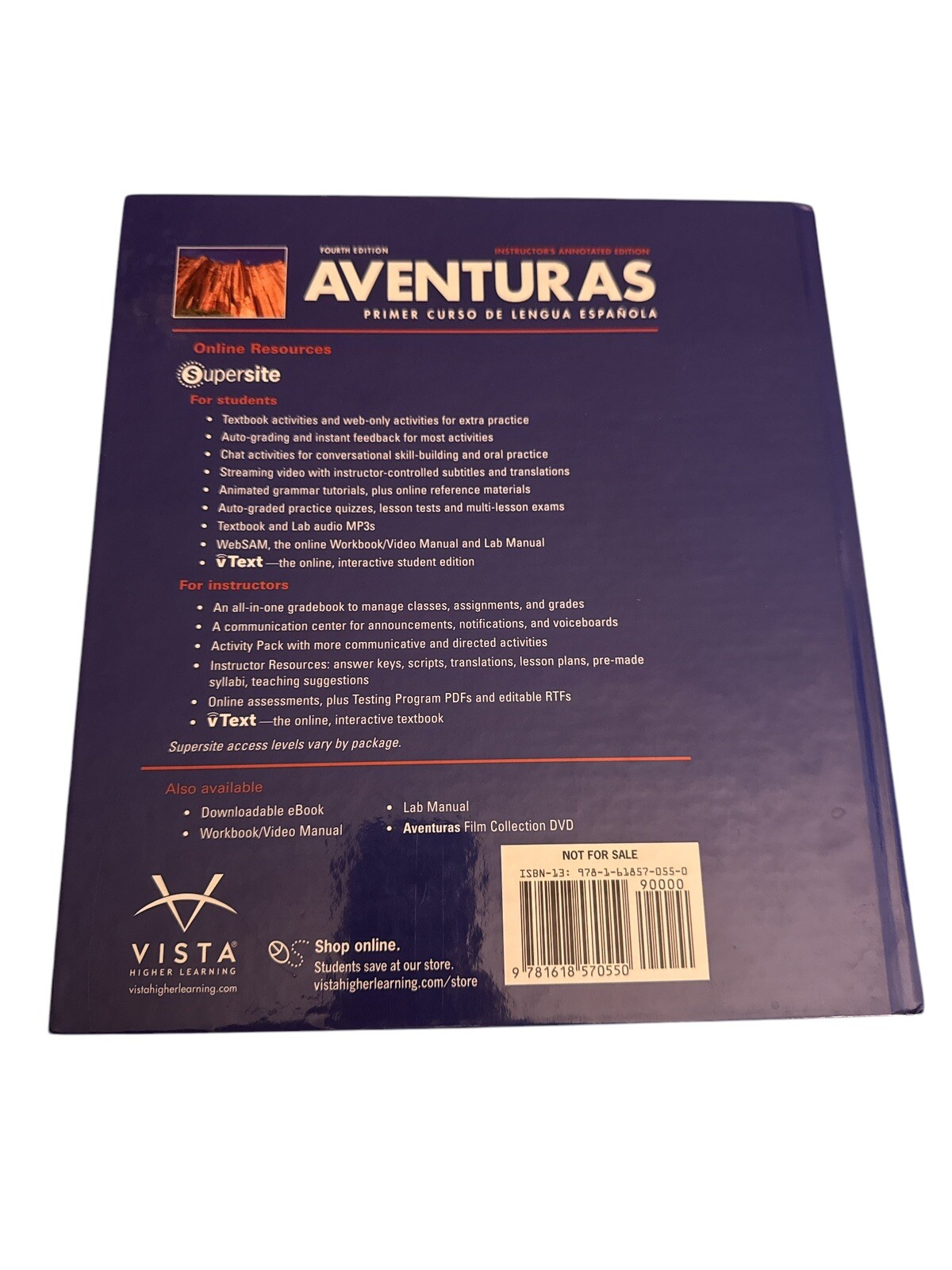 Aventuras 4e Instructor’s Annotated Ed 9781618570550 – NEW – Includes ANSWERS