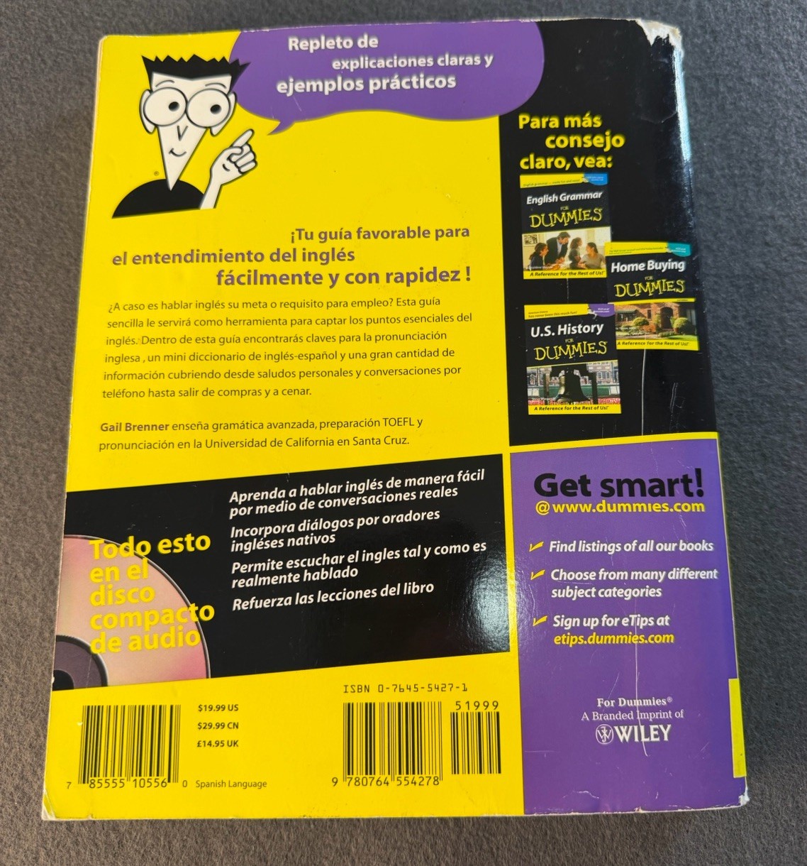 Inglés Para Dummies Wiley Gail Brenner Book + Audio CD A1 Beginner ES/EN