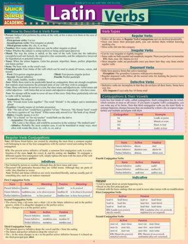 Latin Verbs (Quick Study Academic) – Paperback By Jacobs, Rachel – VERY GOOD