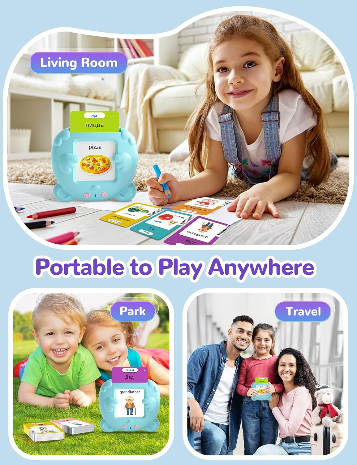 Russian and English Talking Flash Cards for Kids, 510 Sight Words Bilingual